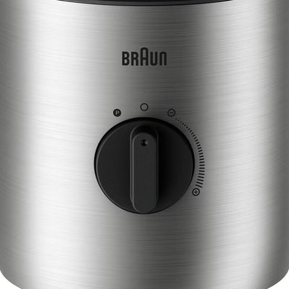 Taghareed Braun PowerBlend 3 jug blender with 1.5L glass jug, 800W motor, TriAction Technology, variable speed, and two 600ml Smoothie2Go bottles.