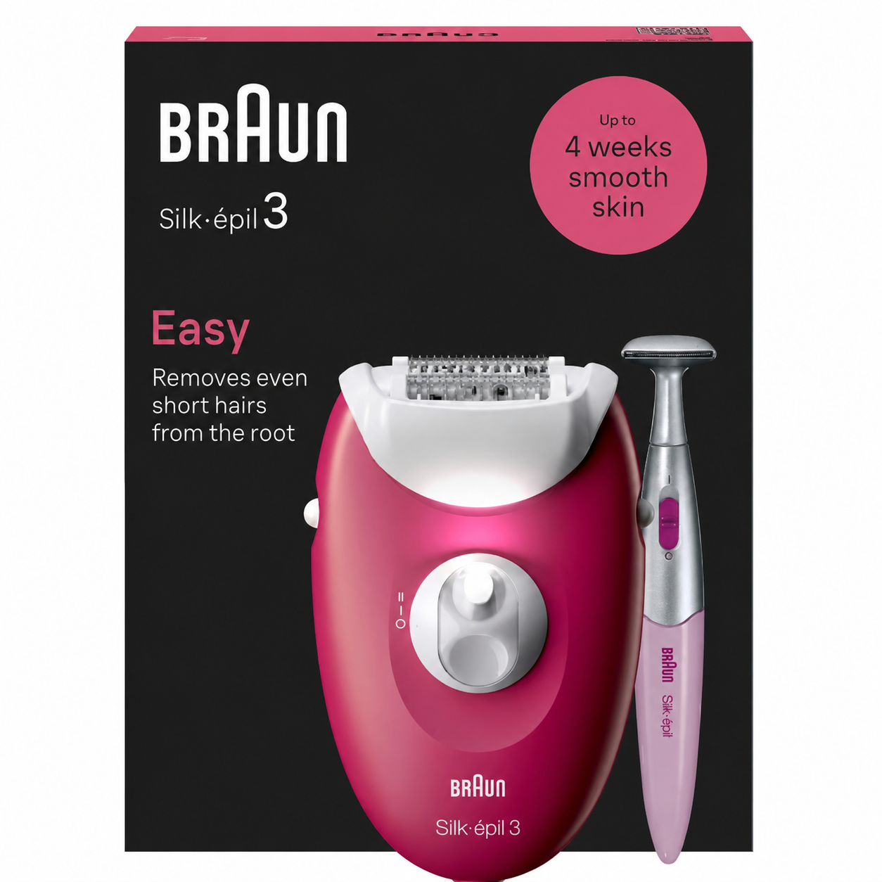 Braun Silk-épil 3 3-202 Epilator – 20 MicroGrip Tweezers, Smart Light, Massage Roller & Bikini Trimmer