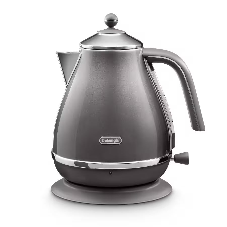 Icona Metallics Design. 3000W. 1.7L. Anti-Scale Filter. 360° Swivel Base. Glossy Grey Metallic Finish.