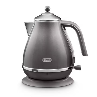 Icona Metallics Design. 3000W. 1.7L. Anti-Scale Filter. 360° Swivel Base. Glossy Grey Metallic Finish.