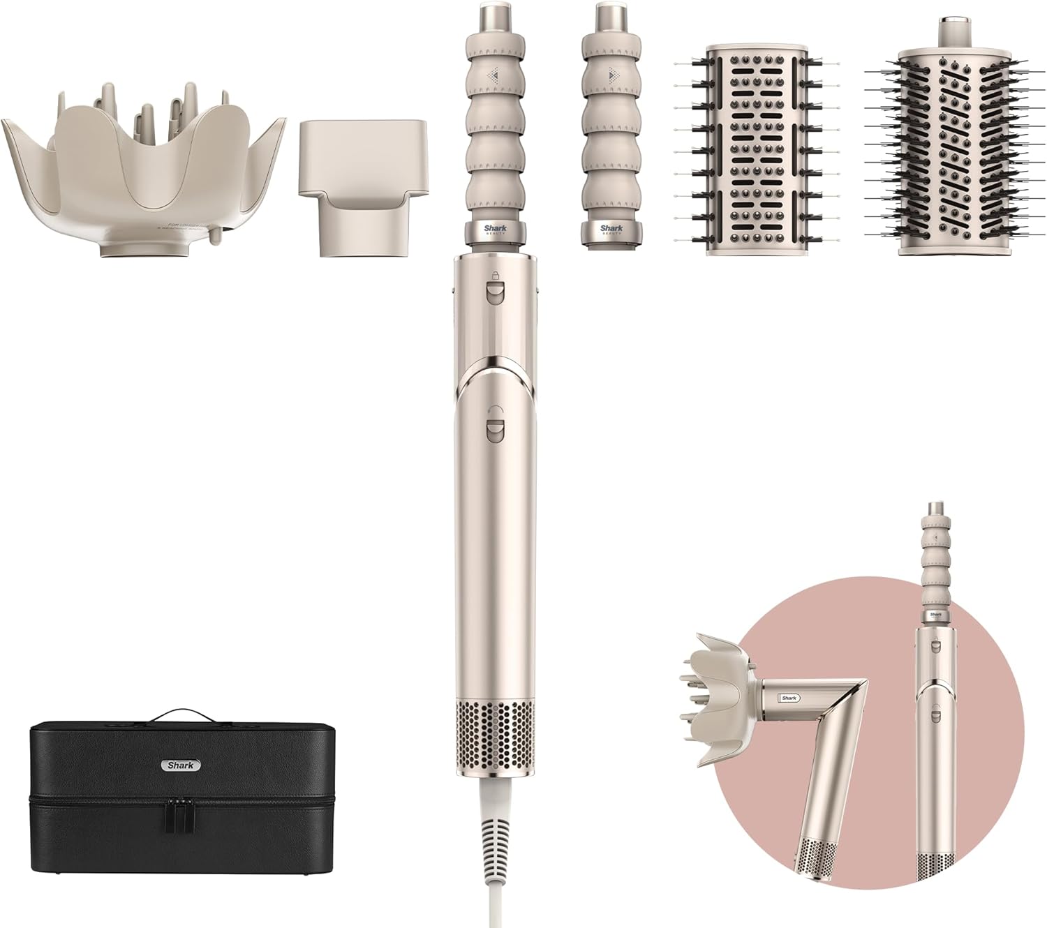 Shark FlexStyle 5-in-1 Air Styler & Hairdryer – Champagne (HD446SLEU)
