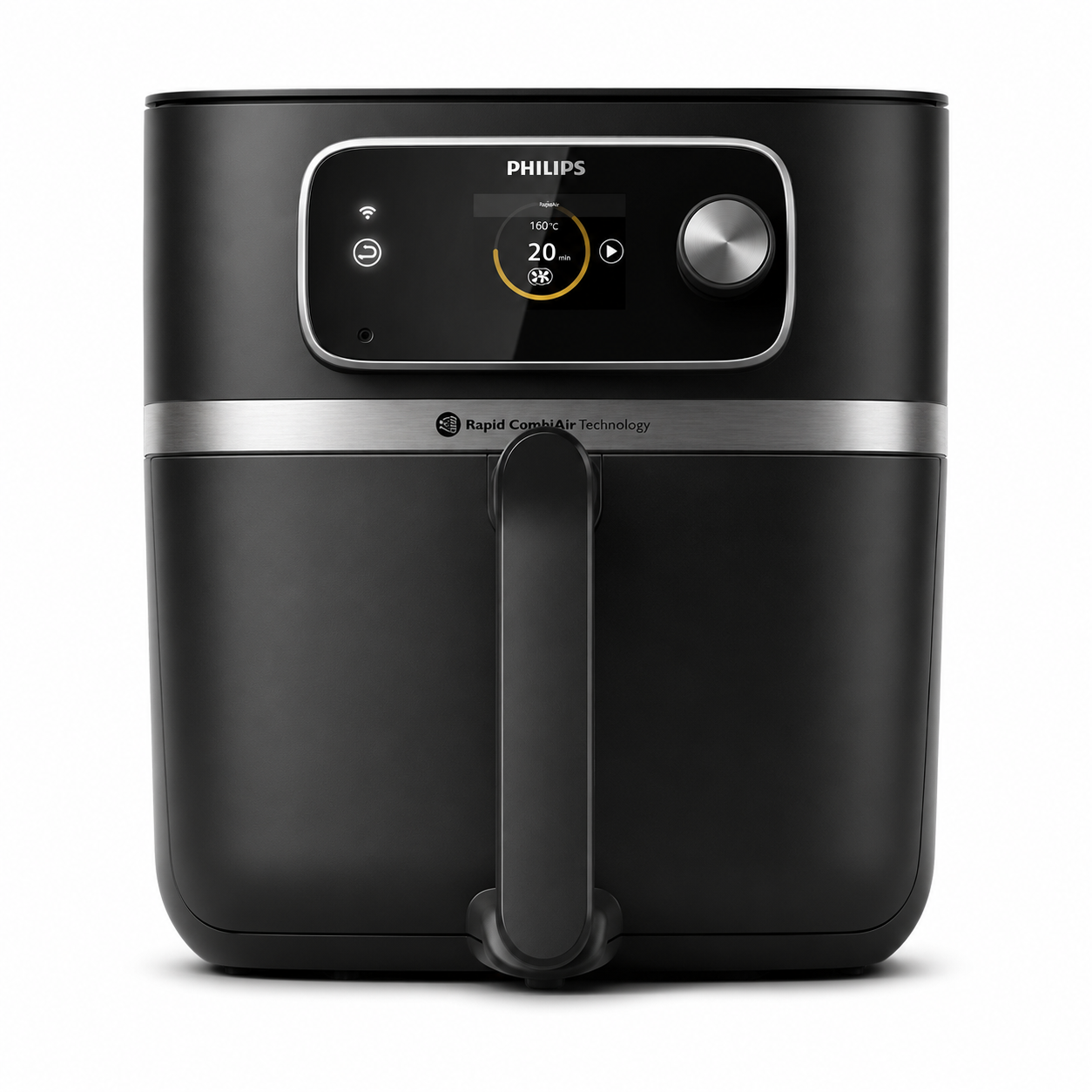 Taghareed Philips Airfryer 7000 Series XXL Connected HD9880/90, black, with digital display and Rapid CombiAir Technology.