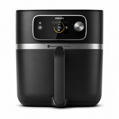 Taghareed Philips Airfryer 7000 Series XXL Connected HD9880/90, black, with digital display and Rapid CombiAir Technology.