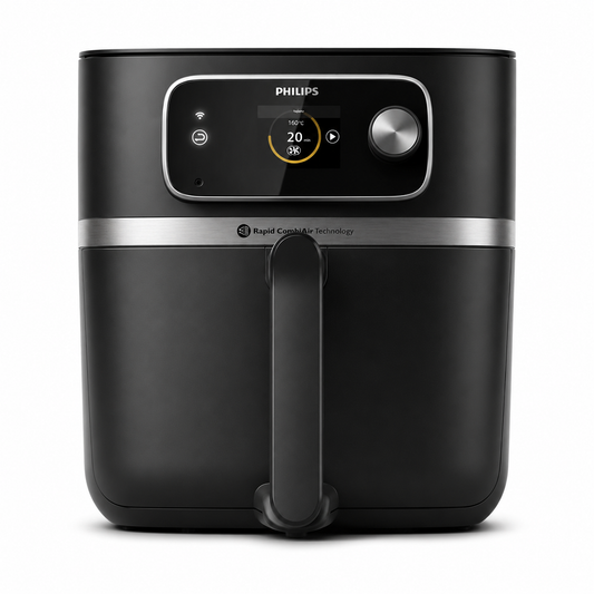 Taghareed Philips Airfryer 7000 Series XXL Connected HD9880/90, black, with digital display and Rapid CombiAir Technology.