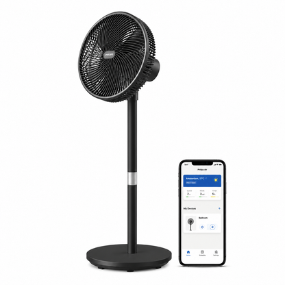 Taghareed Philips Pedestal Fan 3000 Series CX3550/01, black, with 3 speeds and 2 modes, Wi-Fi enabled, with smartphone app control.