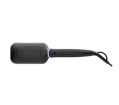 Taghareed StyleCare Essential Heated Straightening Brush with paddle head and purple bristles.