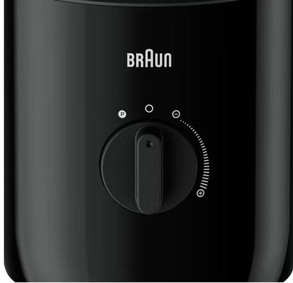 Braun PowerBlend 3 black jug blender with dial control for speed and pulse function.