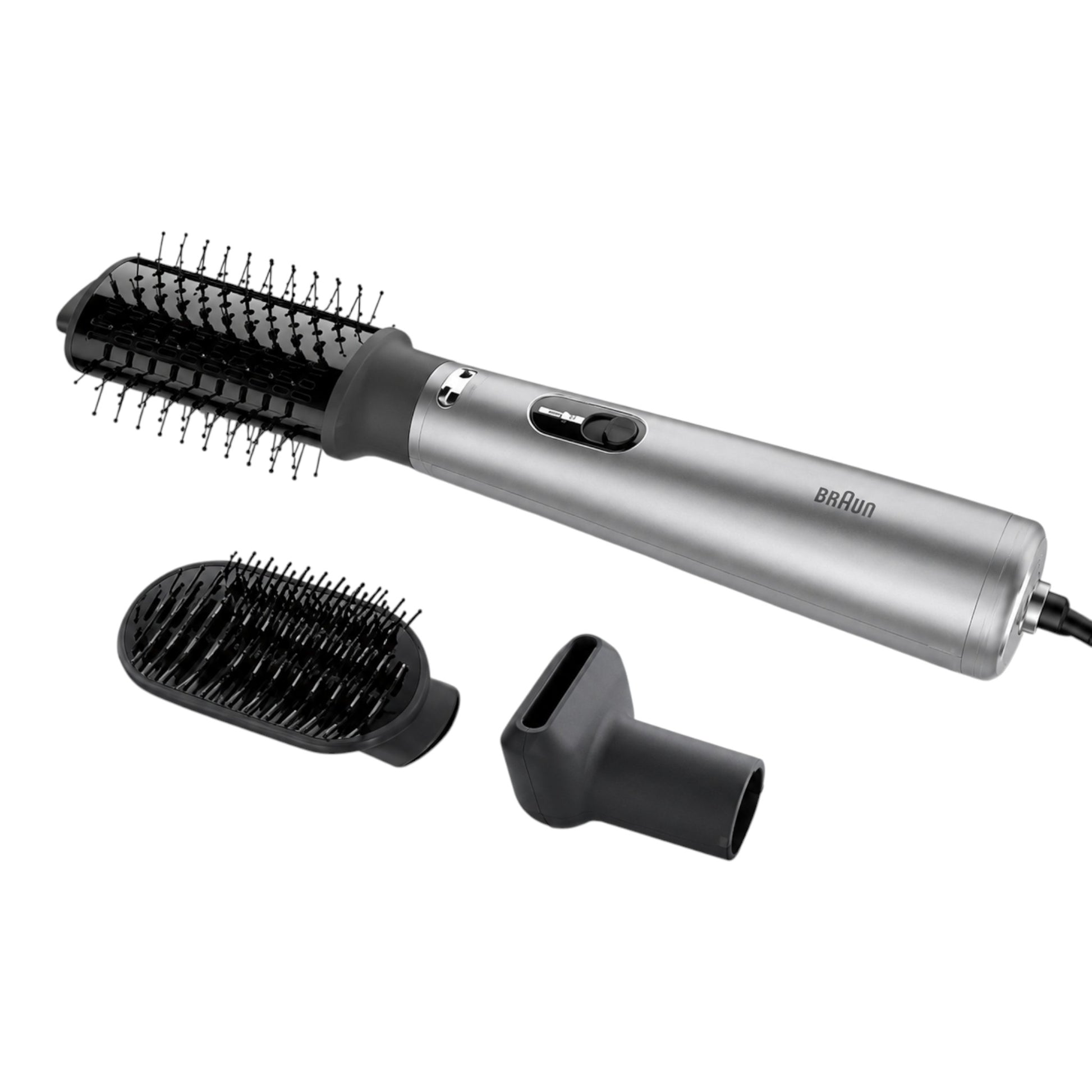 Braun Air Styler AS4.3 with ionic technology, 1000W. Includes paddle brush and concentrator nozzle.