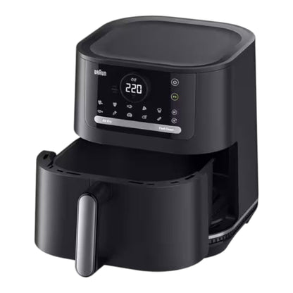 Taghareed Braun MultiFry 5 Air Fryer 2-in-1 HF5050IBK, black, 6L capacity, digital display, 15 auto programs.