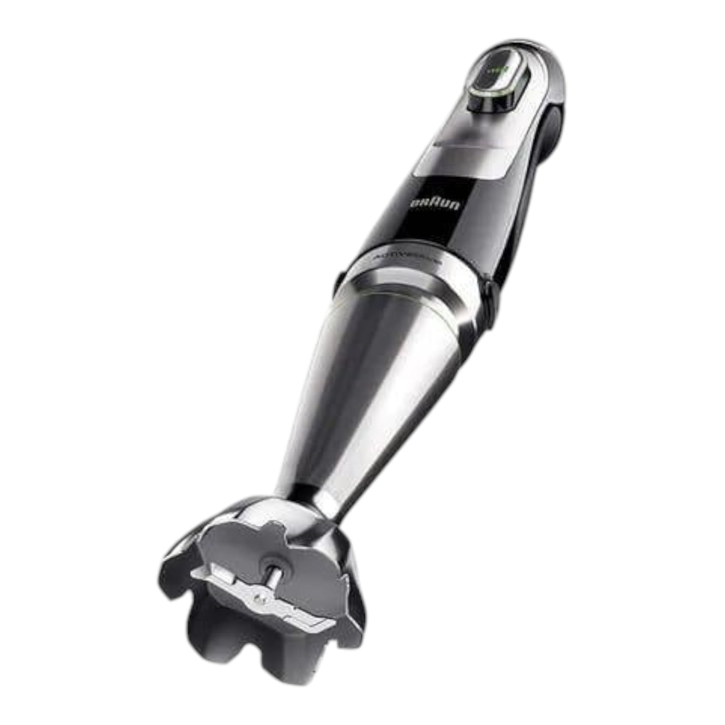 Taghareed Braun MultiQuick 9 hand blender with stainless steel shaft and blades, black and silver.