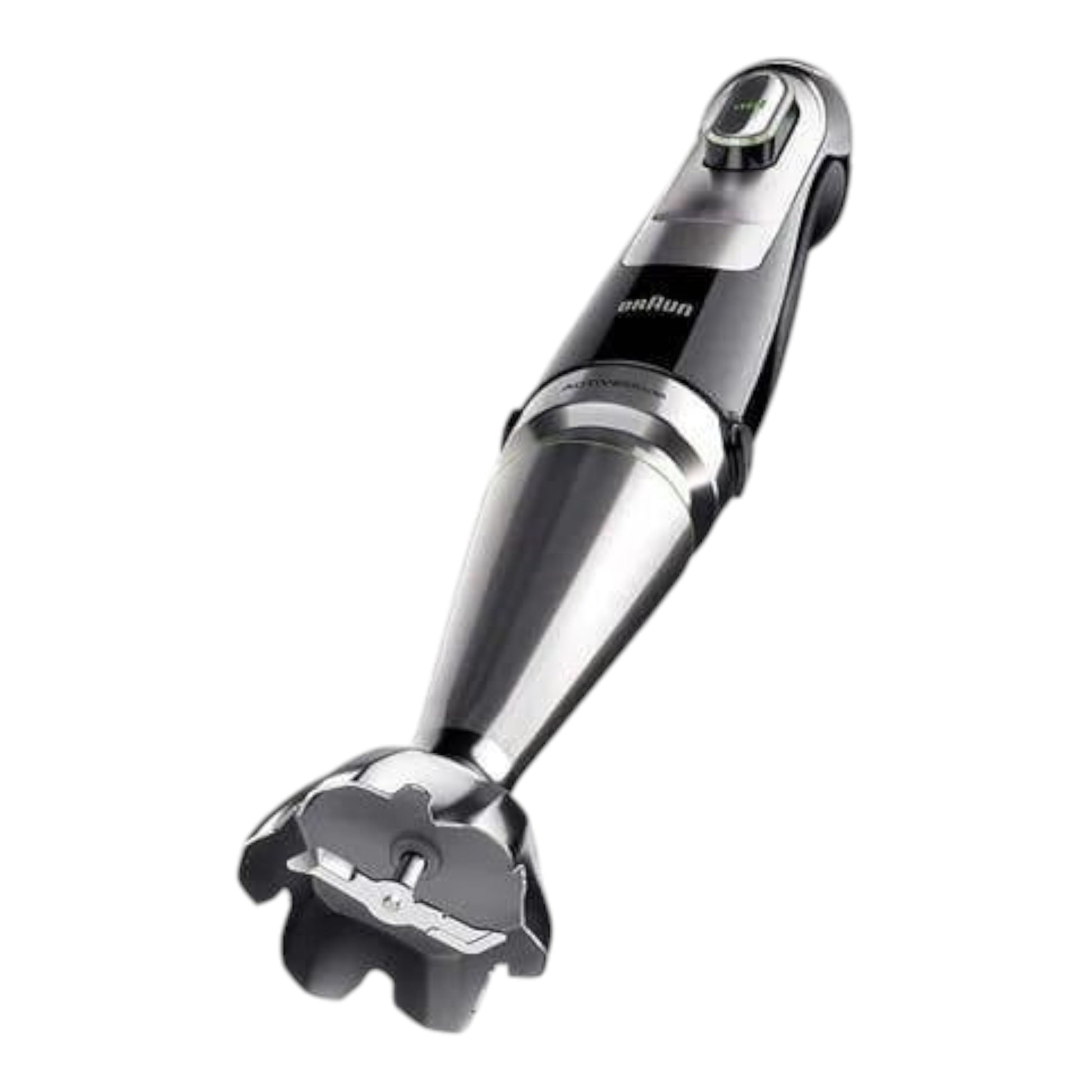 Taghareed Braun MultiQuick 9 hand blender with stainless steel shaft and blades, black and silver.