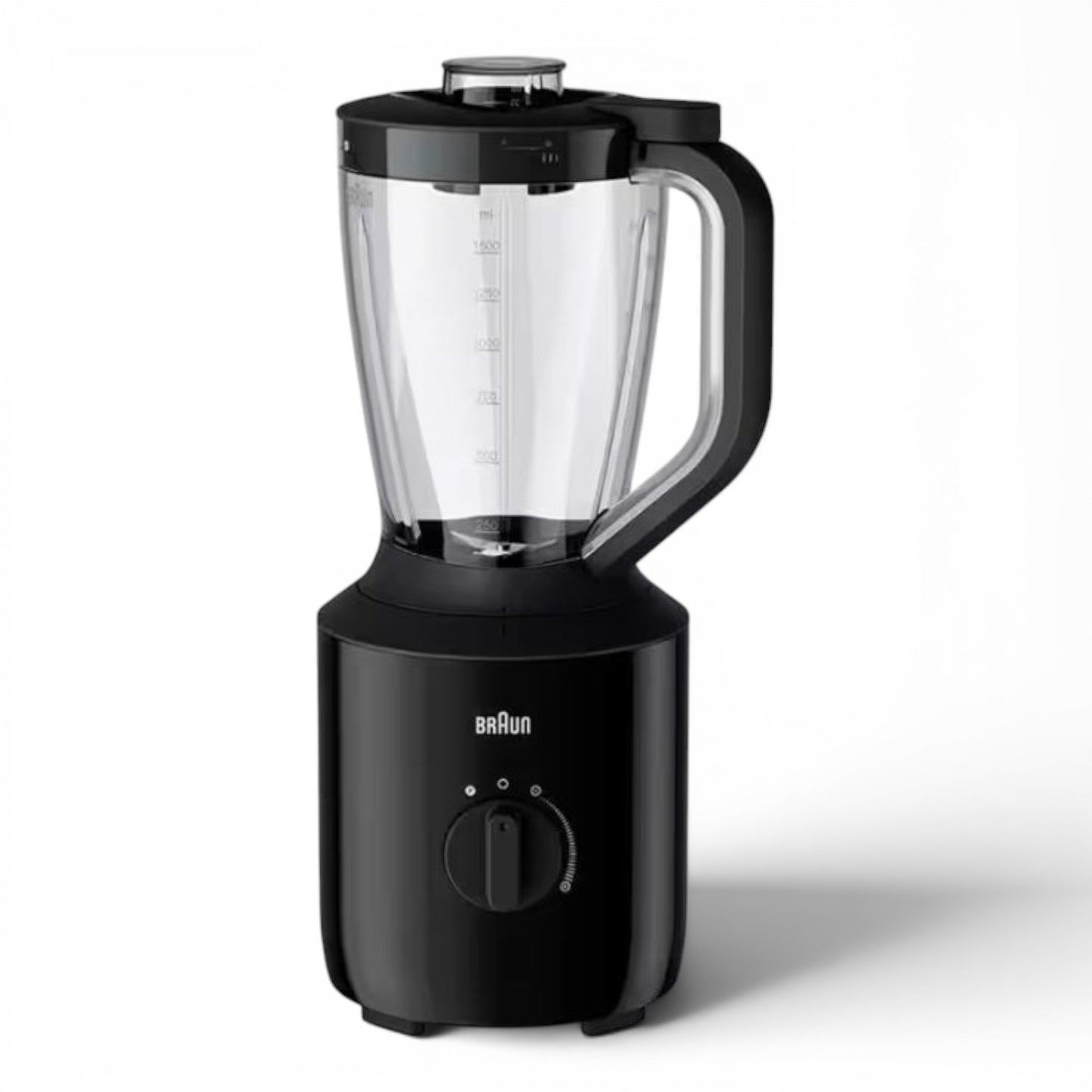 Taghareed Braun PowerBlend 3 black jug blender with 2L capacity, 800W motor, TriAction Technology, and variable speed control.