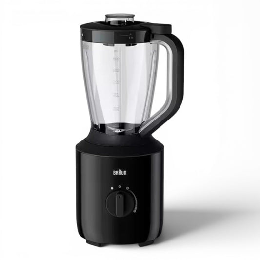 Taghareed Braun PowerBlend 3 black jug blender with 2L capacity, 800W motor, TriAction Technology, and variable speed control.