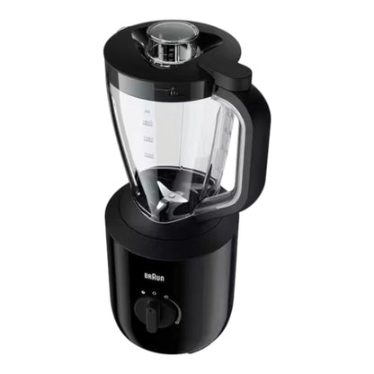 Taghareed Braun PowerBlend 3 black jug blender with 2L capacity, 800W motor, TriAction Technology, and Pulse function.