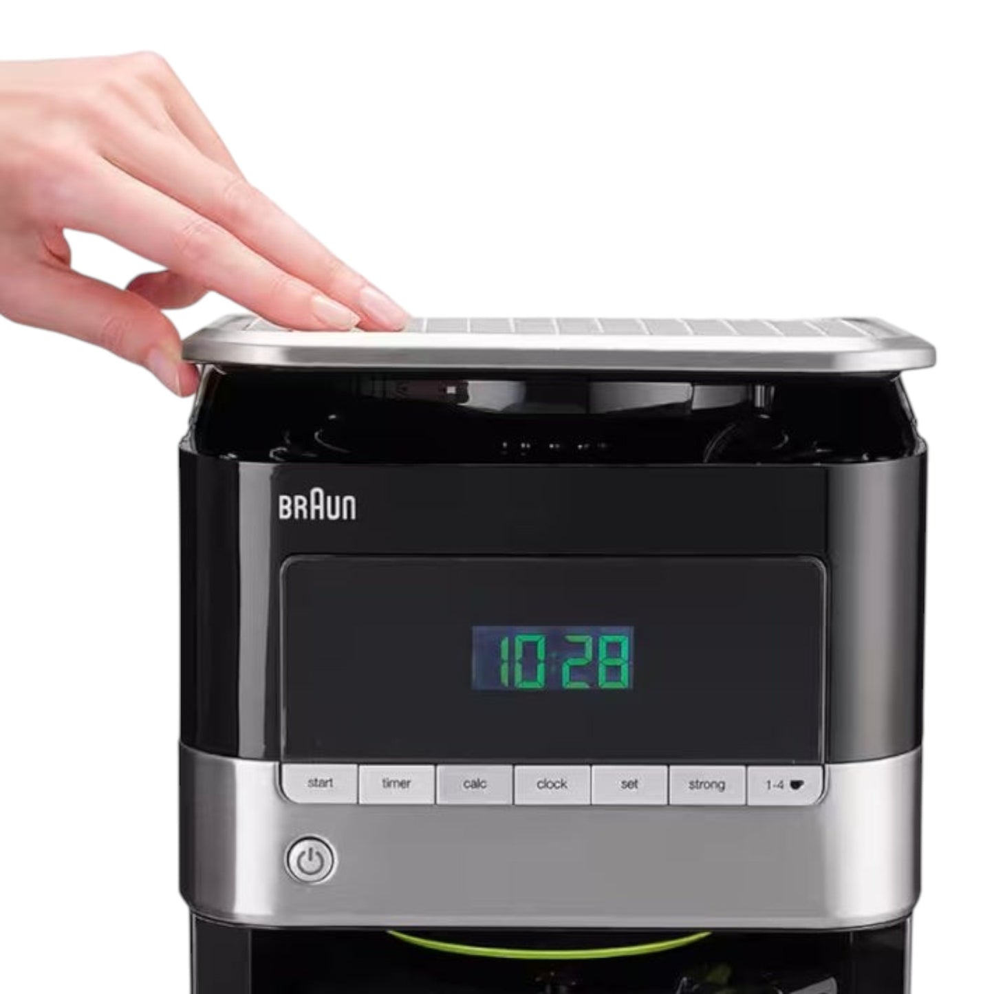 Braun PurAroma 7 KF7120BK black coffee maker with digital display and programmable timer. Features OptiBrew System.