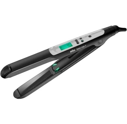 Taghareed Braun Satin Hair 7 IONTEC hair straightener with black ceramic plates and digital display.