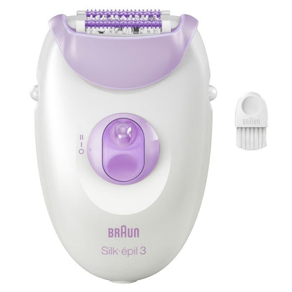 Taghareed Braun Silk-épil 3 epilator in white and lilac with 20 tweezers and Smartlight for smooth skin.