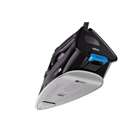 Taghareed Braun TexStyle 9 Steam Iron SI9661VI, black and purple, with 3100W power and EloxalPlus soleplate.