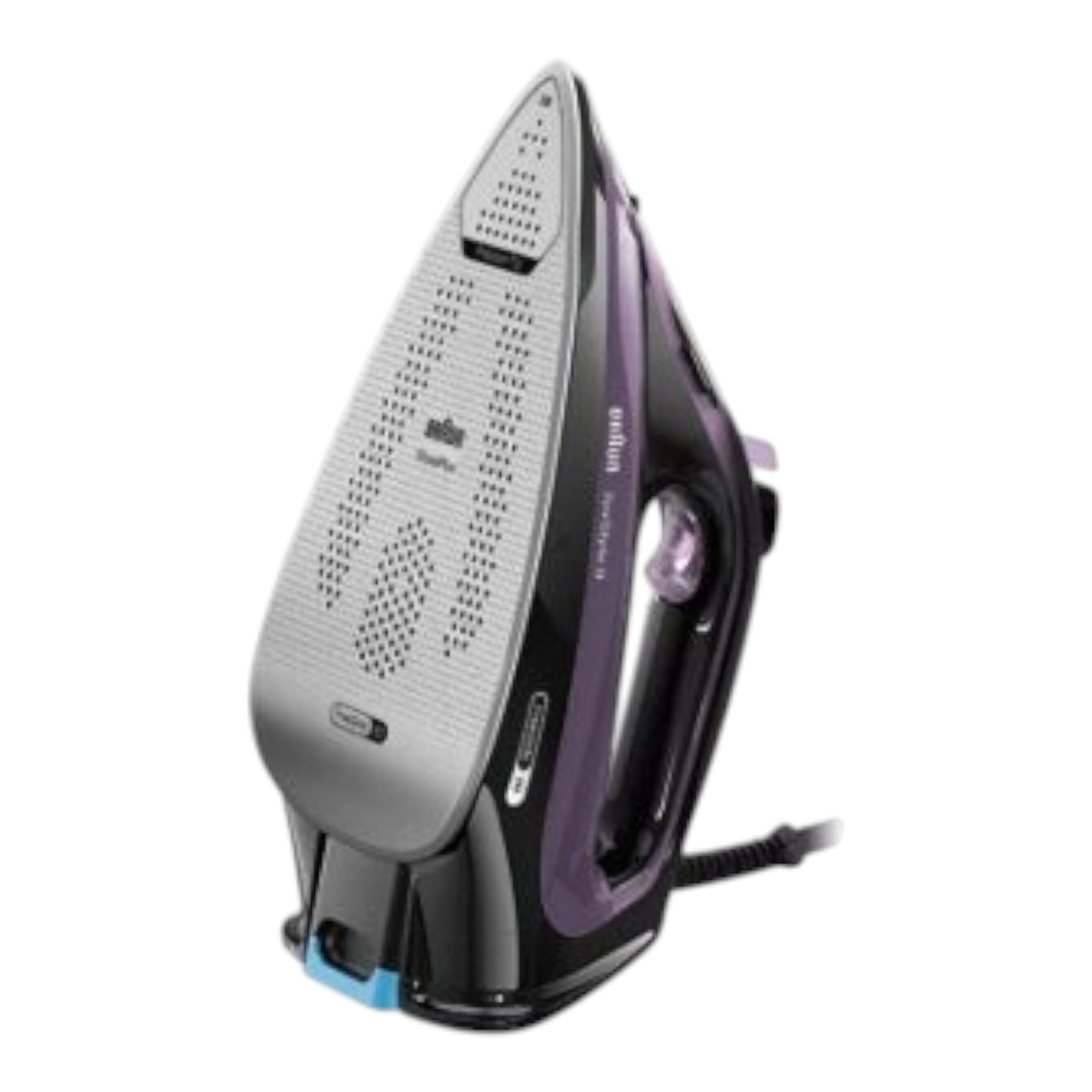 Taghareed Braun TexStyle 9 Steam Iron SI9661VI, purple and black, with EloxalPlus soleplate and 3D FreeGlide technology.