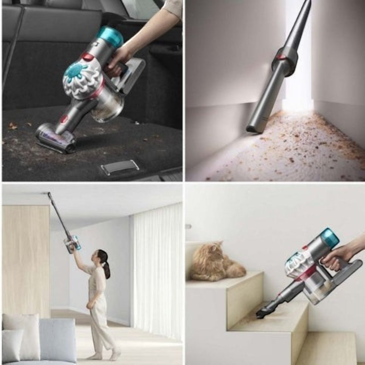 Taghareed Dyson V8 Absolute cordless vacuum cleaner with HEPA filtration and de-tangling brush for pet hair.