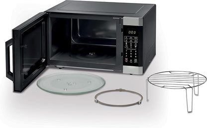 Taghareed Kenwood MWM42.000BK black 42L digital microwave with grill, 1100W, and digital display. Includes glass turntable and grill rack.
