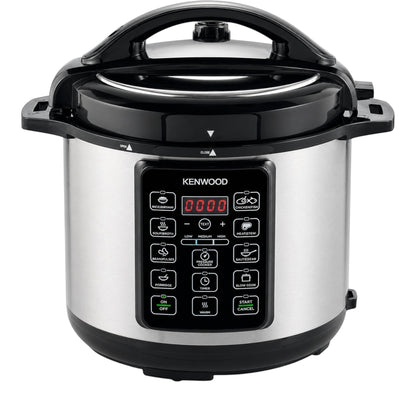 Taghareed Kenwood PCM60 6L 1000W electric pressure cooker with 14 smart cooking programs and LED display.