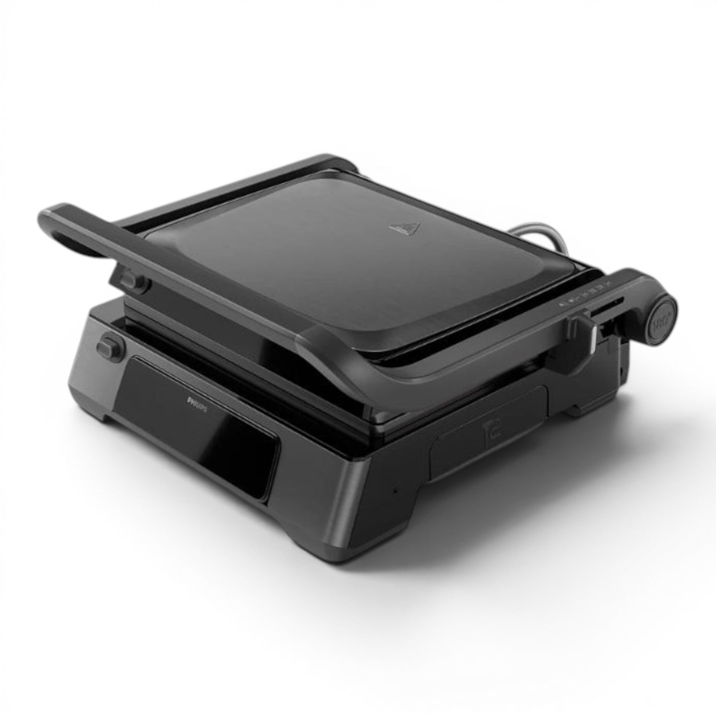 Taghareed Philips 7000 Series HD6307/70 black electric contact grill with digital controls and 180-degree opening.