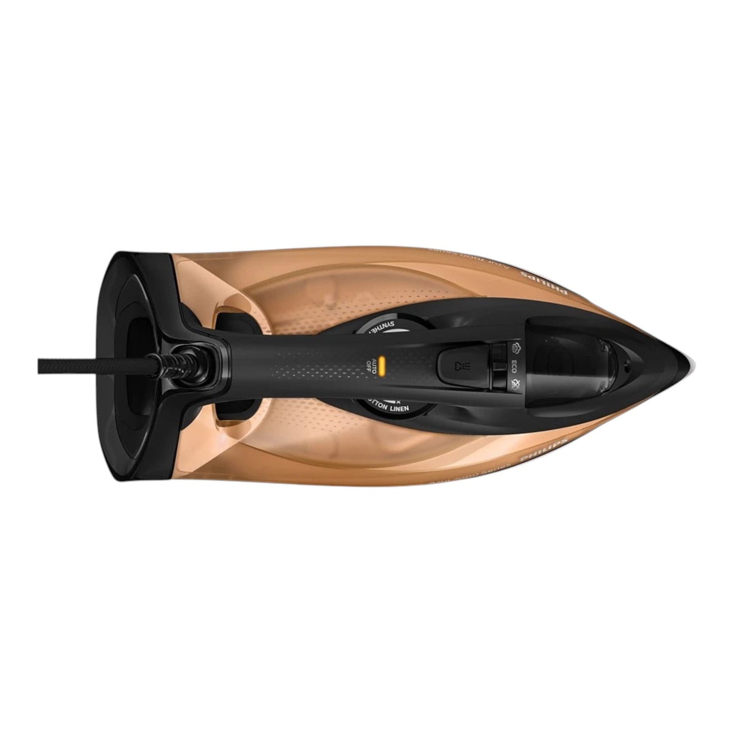 Taghareed Philips 7000 Series steam iron in black and gold with SteamGlide Elite soleplate and 2800W power.