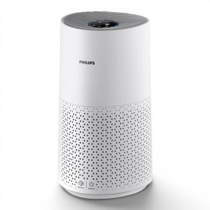 Taghareed Philips 1000 Series AC1711/90 white air purifier with digital display and patterned base. Features VitaShield and AeraSense.