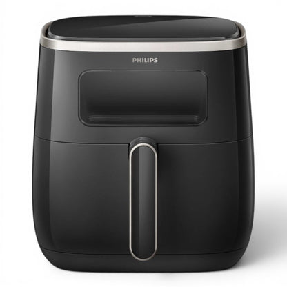 Taghareed Philips Airfryer 3000 Series XL Digital Window HD9257/80, black, 5.6L capacity, 1700W, with transparent cooking window and 7 presets.