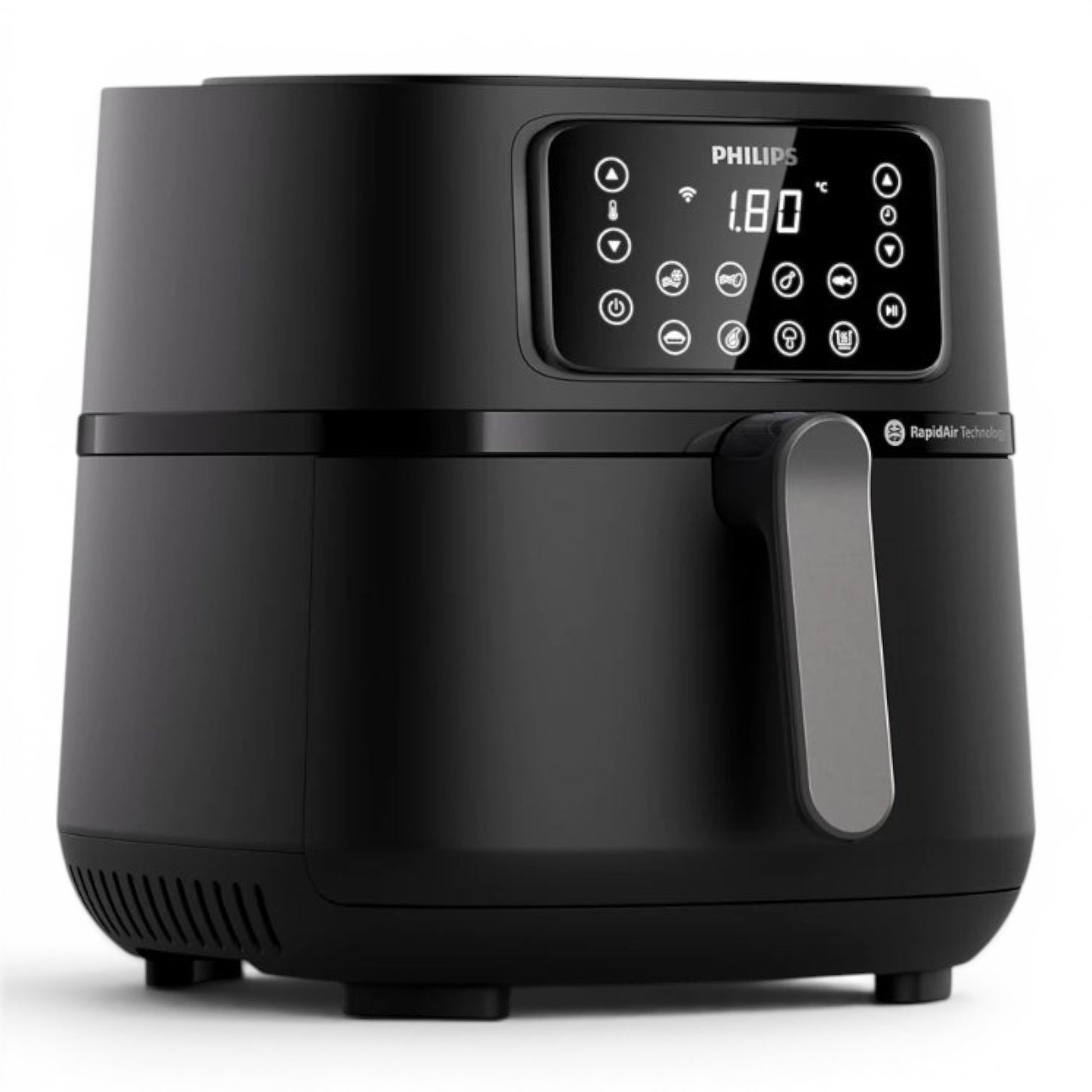 Taghareed Philips Airfryer 5000 Series XXL Connected HD9285/93, black, 7.2L capacity, digital display, Rapid Air Technology for healthy frying.