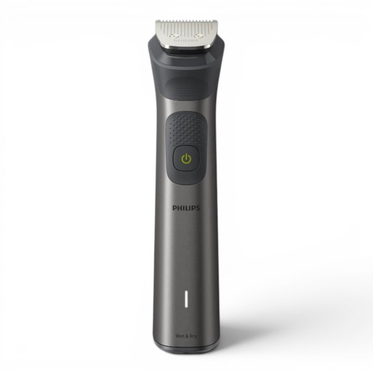 Taghareed Philips All-in-One Trimmer 7000 MG7920/15, grey, with 13 attachments for beard, hair, and body. Features BeardSense technology and self-sharpening steel blades.