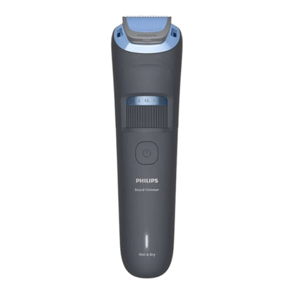 Taghareed Philips Beard Trimmer Series 3000 BT3617/15, grey with blue accents, 20 length settings, Lift & Trim technology, wet & dry use.