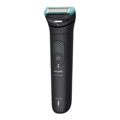 Taghareed Philips Body Groomer 7000 Series BG7470/15, black with teal accents, dual-head shaver and trimmer, Wet & Dry.