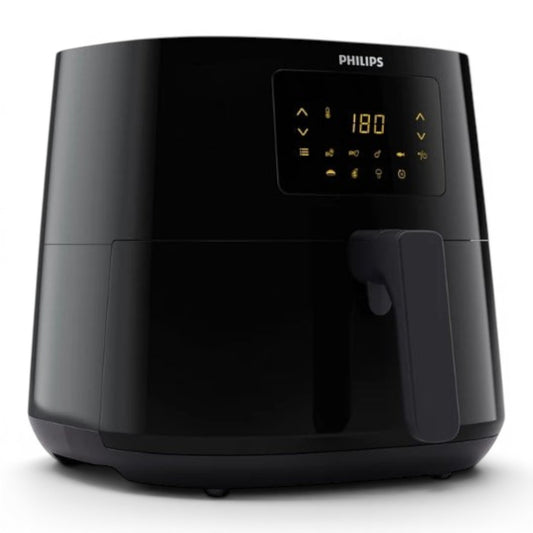 Taghareed Philips Essential Airfryer XL HD9270/91, black, 6.2L capacity, 2000W, with LED touch screen and 7 automatic cooking programs.