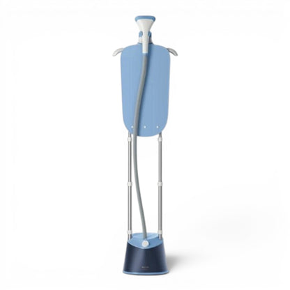 Taghareed Philips 1000 Series garment steamer with blue board, adjustable poles, and dark blue base. 1800W, 36g/min steam.