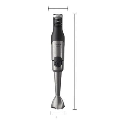 Taghareed Philips 5000 Series hand blender, 1200W, ProMix technology, SpeedTouch control, anti-splash blade guard. Silver and black.