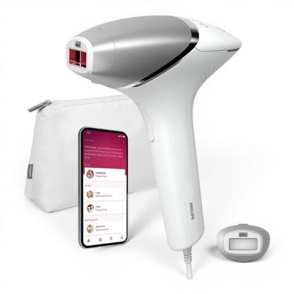 Taghareed Philips Lumea IPL 8000 Series BRI940/00 hair removal device with SenseIQ technology, body attachment, and app.