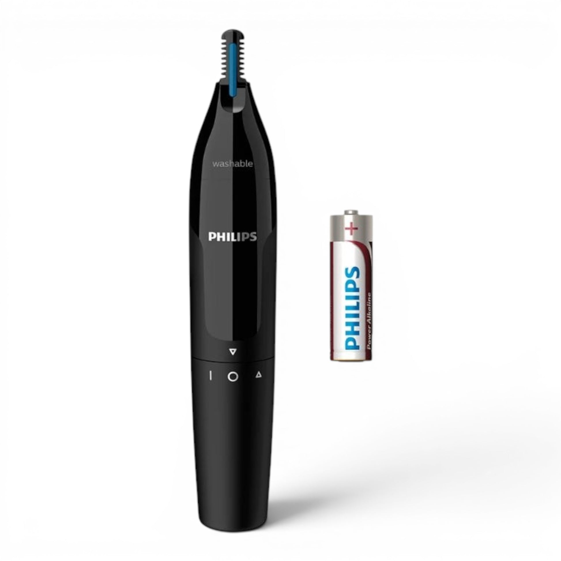 Taghareed Philips black nose and ear trimmer with PrecisionTrim technology and Protective Guard, AA battery included. Washable.