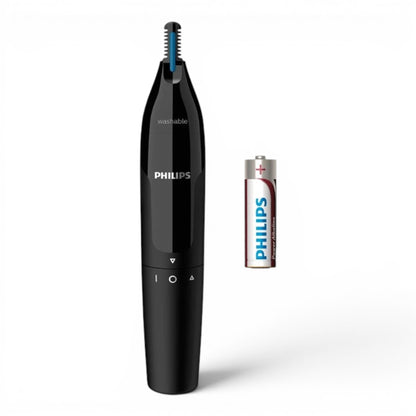 Taghareed Philips black nose and ear trimmer with PrecisionTrim technology and Protective Guard, AA battery included. Washable.