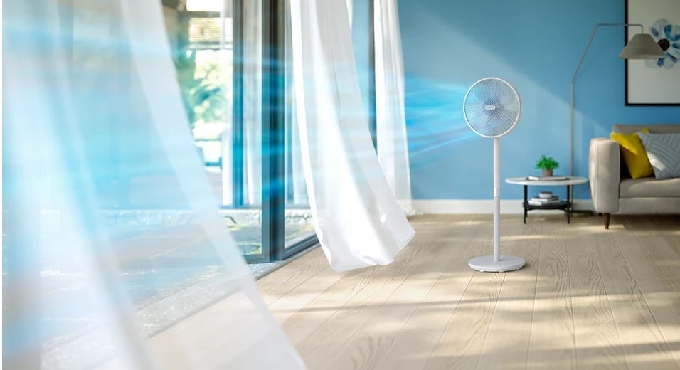 Taghareed Philips Pedestal Fan 2000 Series CX2550/00, white, 3 speeds, 2 modes, 12-hour timer, oscillating, tilting head, 48W