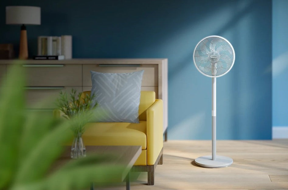 Taghareed Philips Pedestal Fan 2000 Series CX2550/00, white, 3 speeds, 2 modes, timer, oscillating, adjustable tilt, quiet operation.