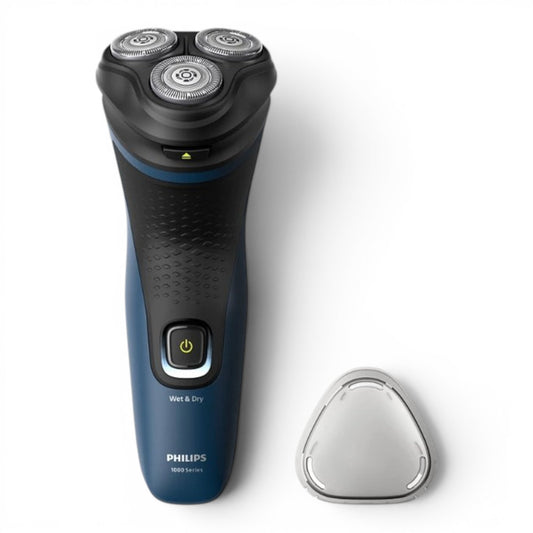 Taghareed Philips Series 1000 S1151/00 electric shaver, blue and black, with 3D floating heads and Wet & Dry functionality.