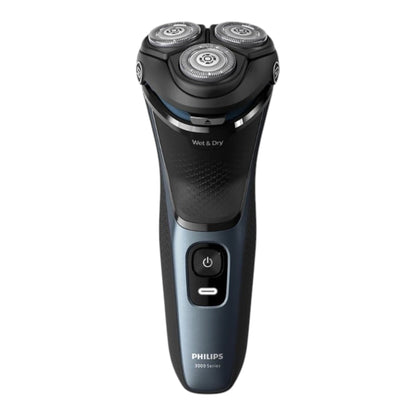 Taghareed Philips Shaver Series 3000 S3144/00, a black and blue electric shaver with 5D Pivot & Flex heads and Wet & Dry functionality.