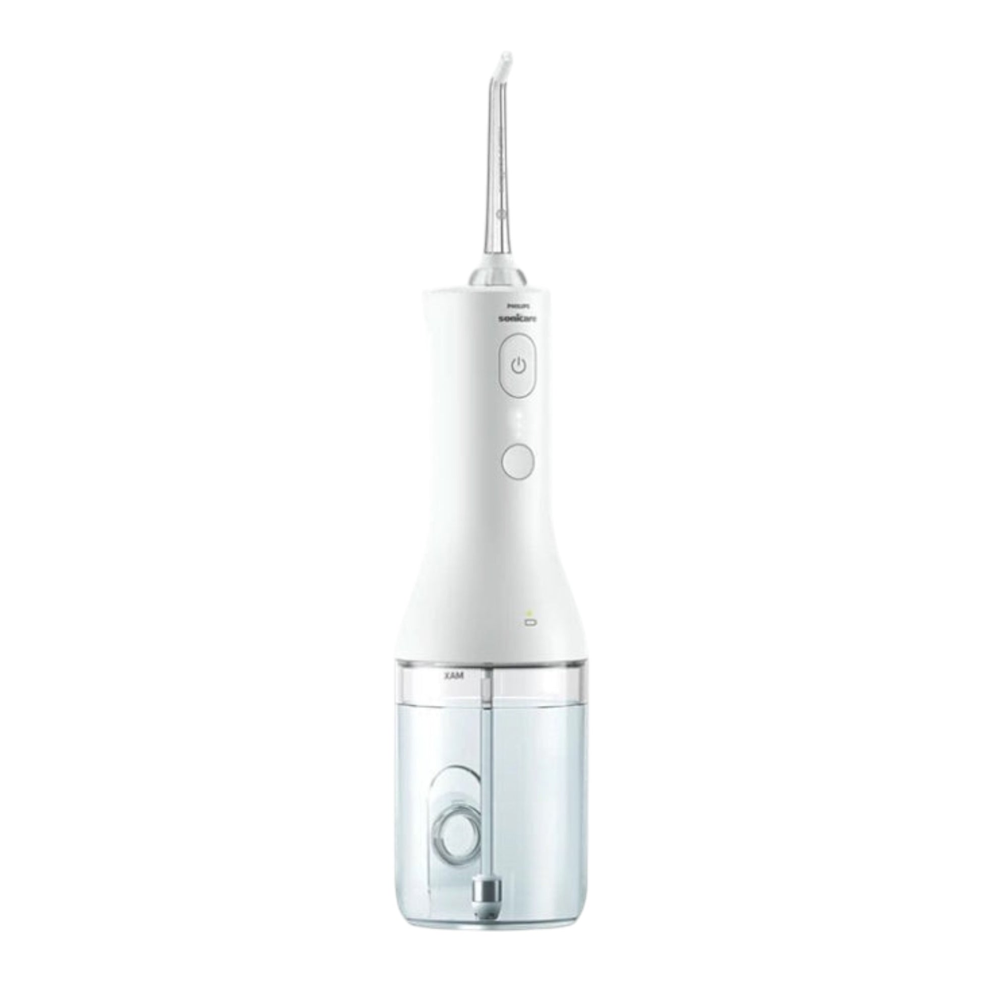 Taghareed white cordless Philips Sonicare Power Flosser 2000 with two cleaning modes and a water reservoir.