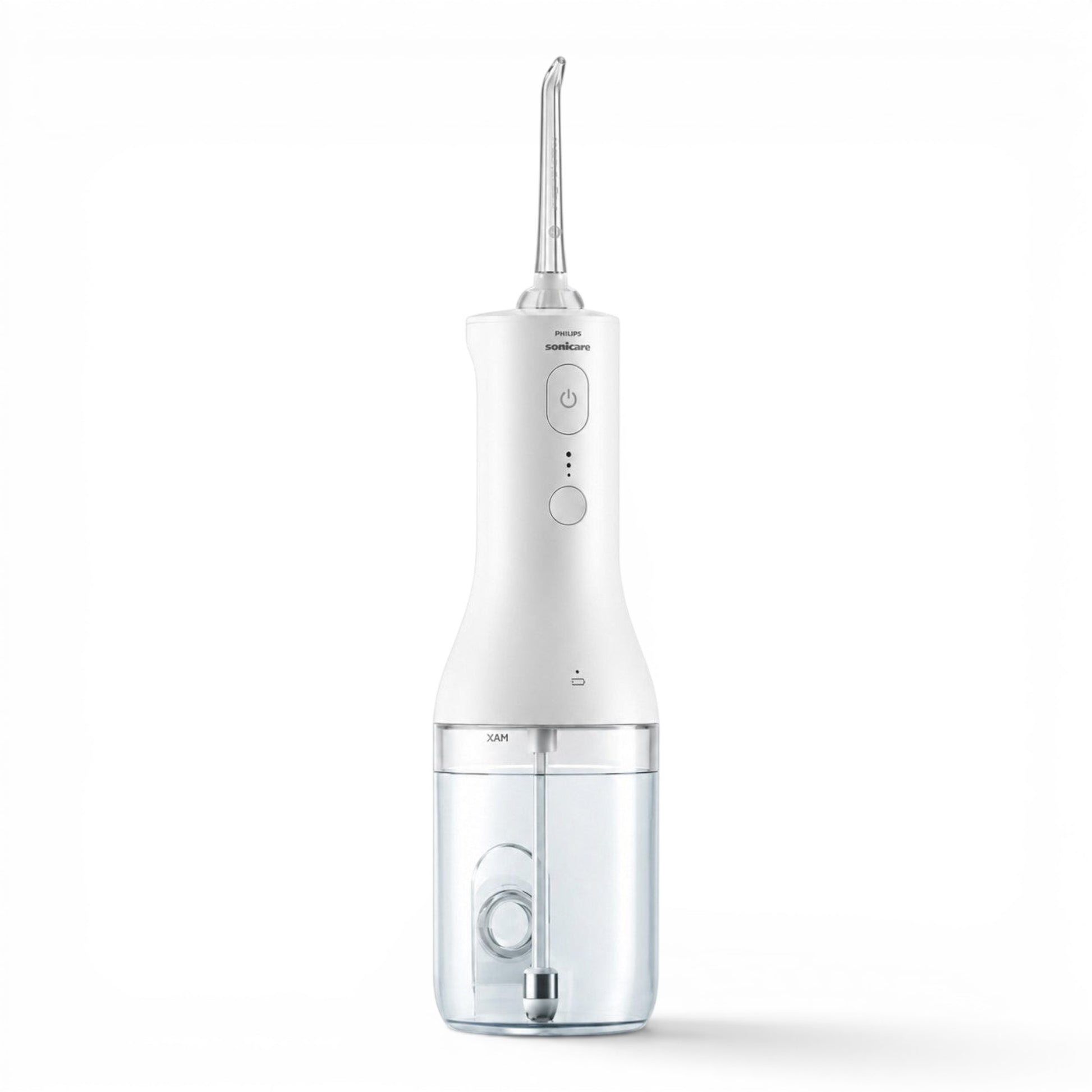 Taghareed Philips Sonicare Cordless Power Flosser 2000 white with two cleaning modes and water reservoir.