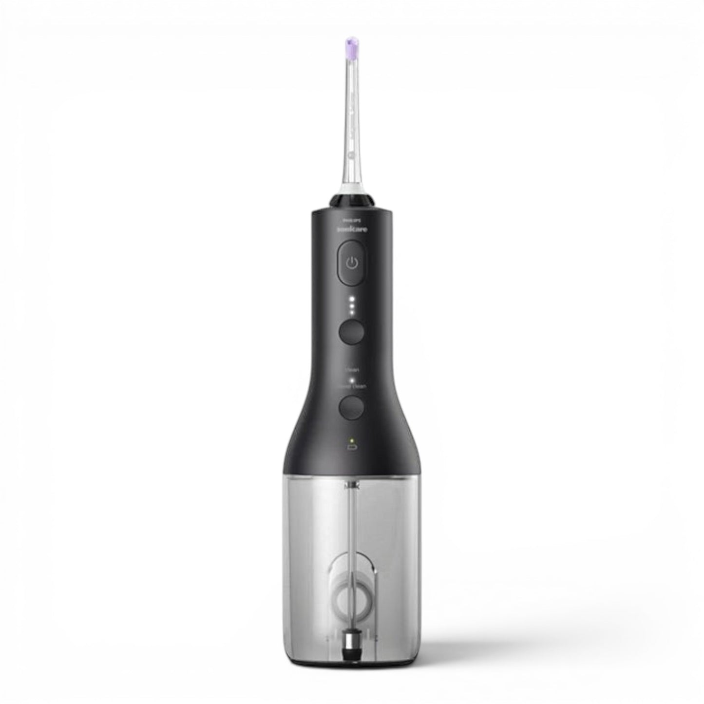 Taghareed Philips Sonicare Cordless Power Flosser 3000 HX3826/33, black oral irrigator with 3 modes and transparent water reservoir.