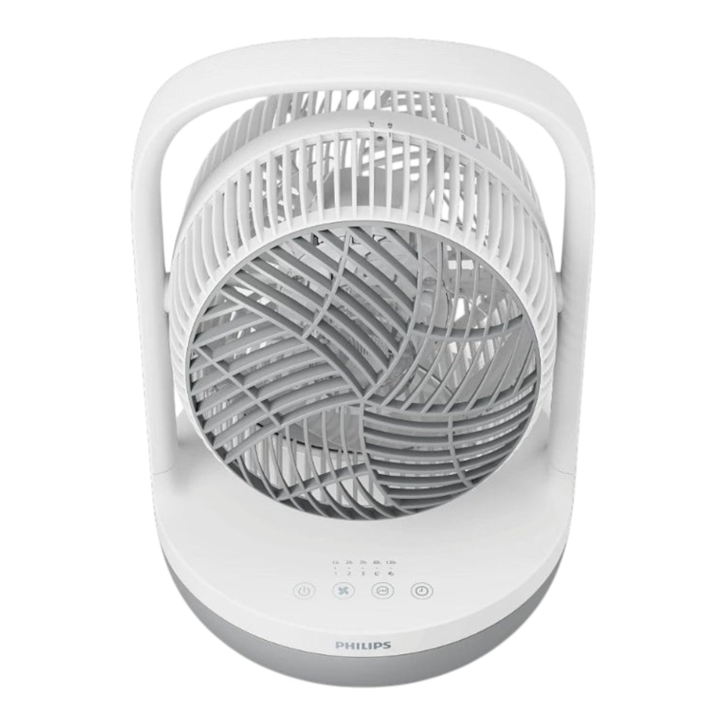 Taghareed Philips Table Fan 2000 Series CX2050/00, white and grey, with 3 speeds and 2 modes, quiet operation, 12-hour timer.