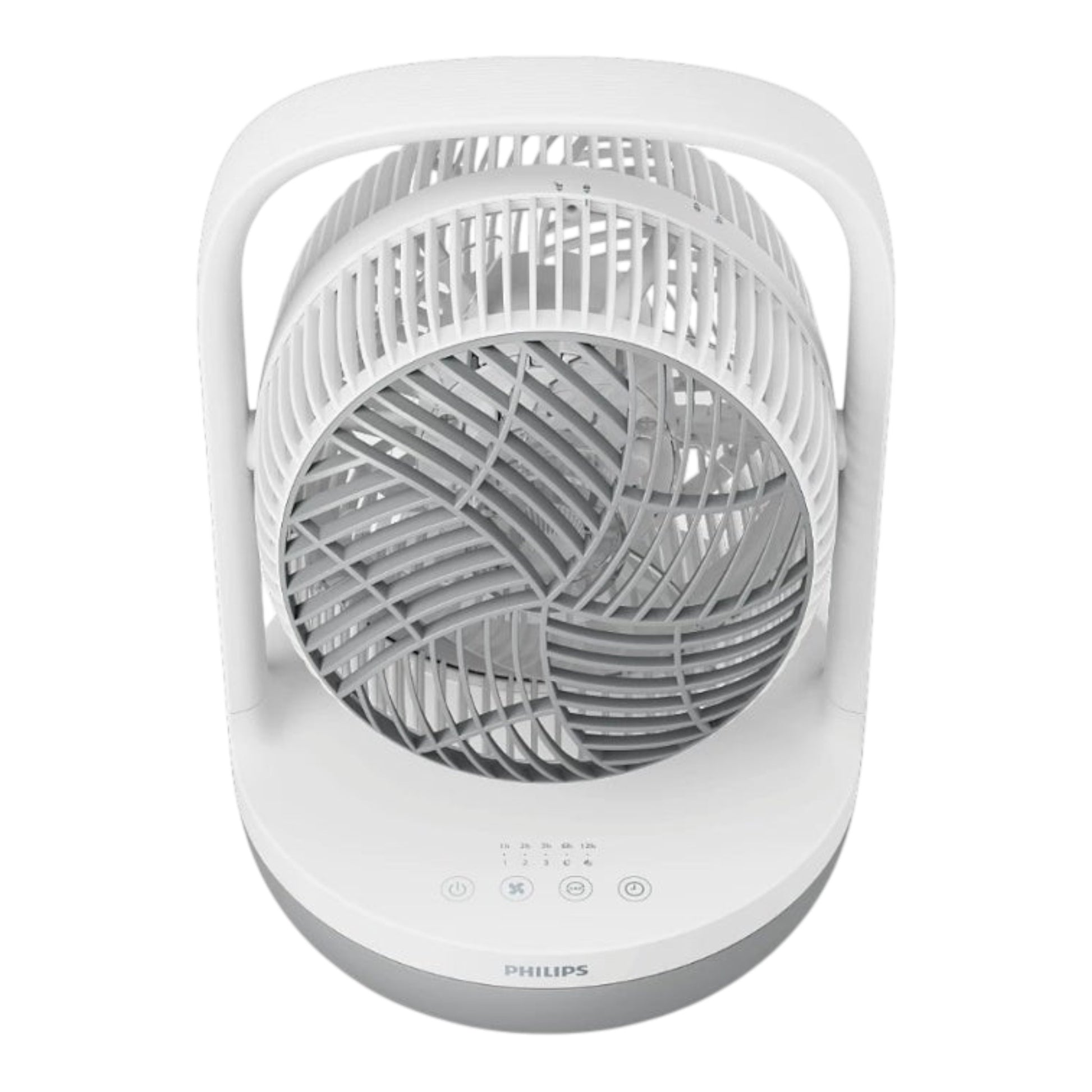 Taghareed Philips Table Fan 2000 Series CX2050/00, white and grey, with 3 speeds and 2 modes, quiet operation, 12-hour timer.