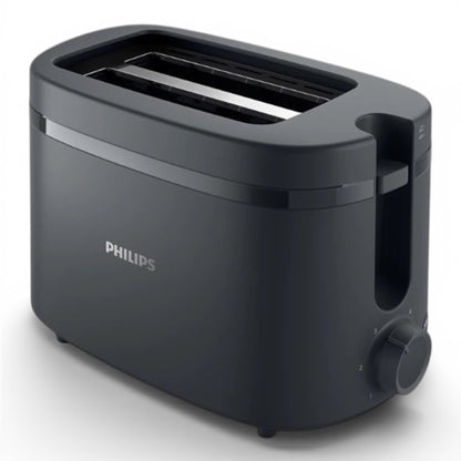 Taghareed Philips Essentials Collection 1000 Series 2-slice toaster in dark gray with 6 browning settings and auto shut-off.